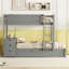 Lit simple superposé simple avec lit gigogne simple, rangement et bureau, gris-501924142