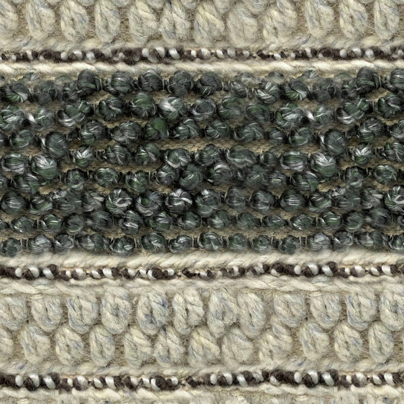 Pouf carré en laine et coton Grady, Laine verte