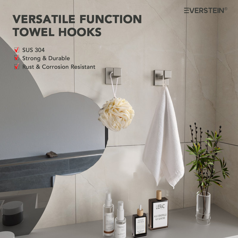 Brushed Nickel 4-Piece Bathroom Hardware Set with Towel Bar