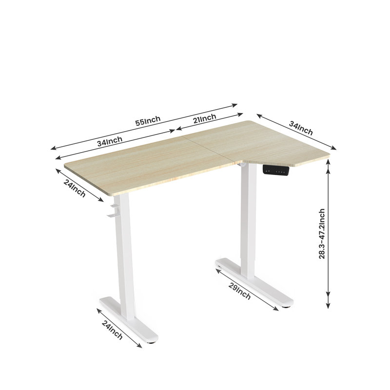 Bureau debout à hauteur réglable Katlaps, Érable et blanc