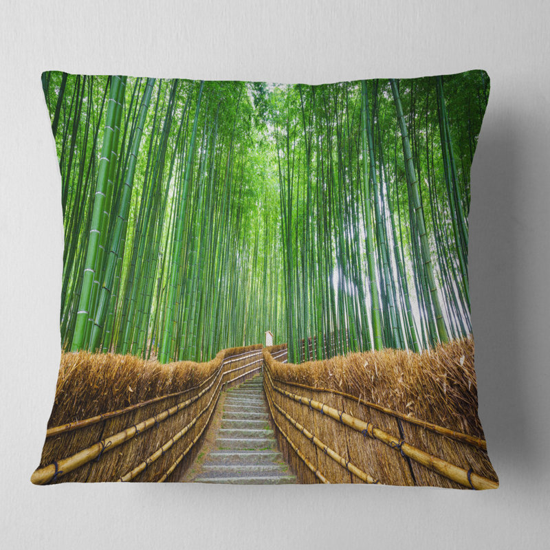 Coussin décoratif "Landscape Path to Bamboo Forest", Coussin décoratif, 16 po x 1 po