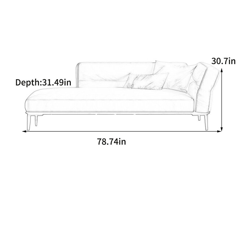 Chaise longue éponge moderne et minimaliste, Café, Orienté à droite