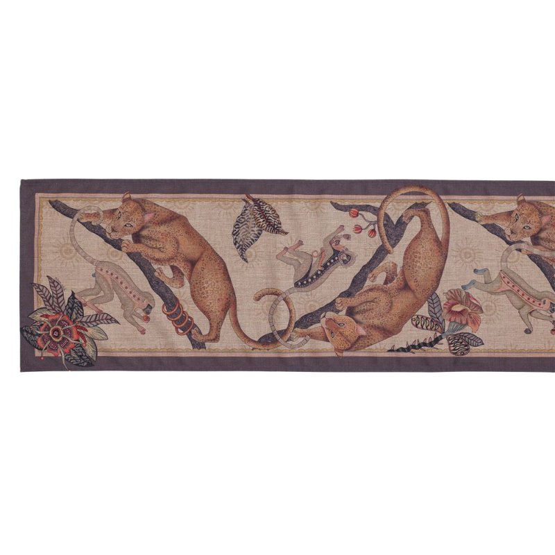 Monkey Tales Table Runner - Linen, 94" L, Stone