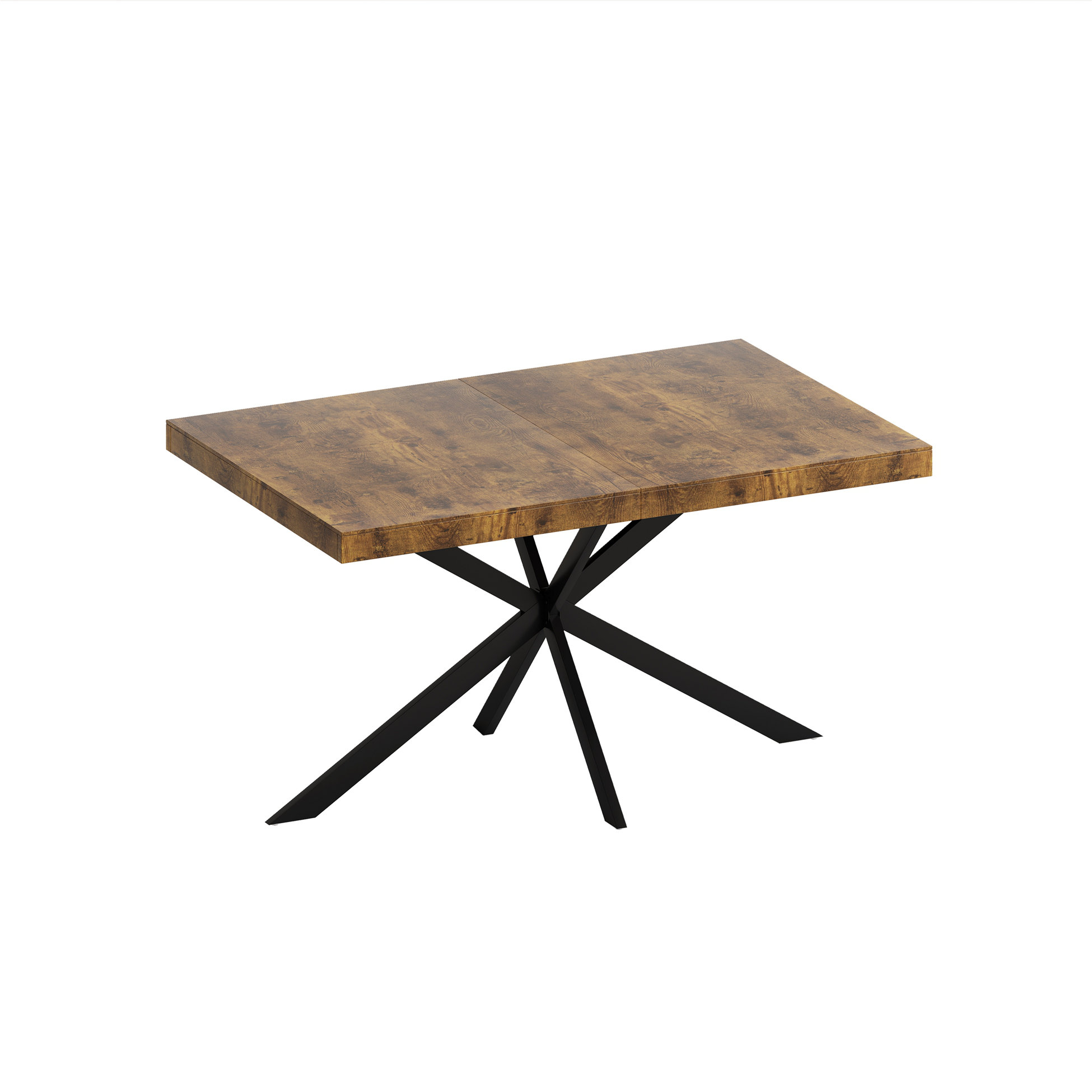 Red Cloud 55.11 -70.86Retro Rectangular Stretch Dining Table, Carole Top With Embossed Center Plate Fine Sand Cross Iron Foot... 