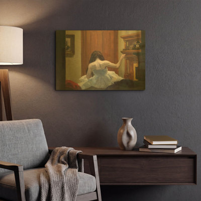 «New York Interior, c. 1921 "par Edward Hopper, art mural en métal doré, 16 po x 12 po