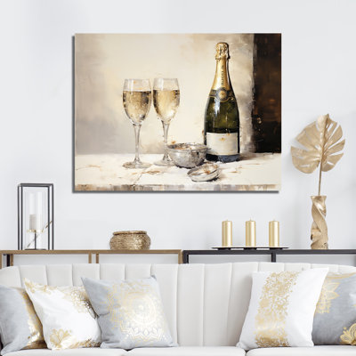 Golden Champagne In Glass I - vin et champagne, impressions d'art mural