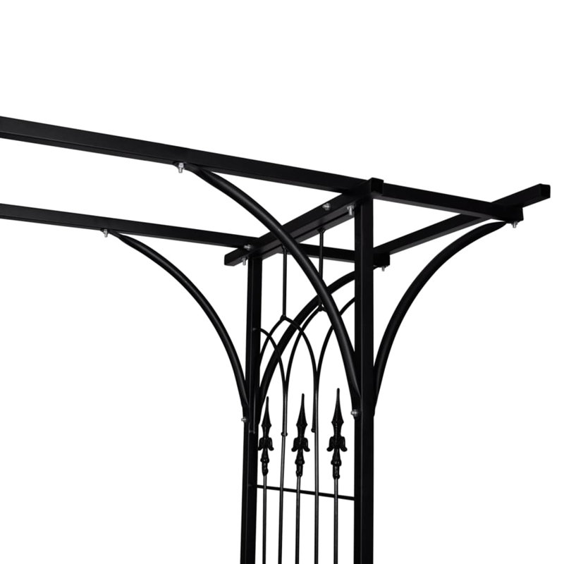 Arche de jardin, treillis en arche, arche en métal, résistant aux intempéries, H 80,3 po x l 78,7 po en fer noir