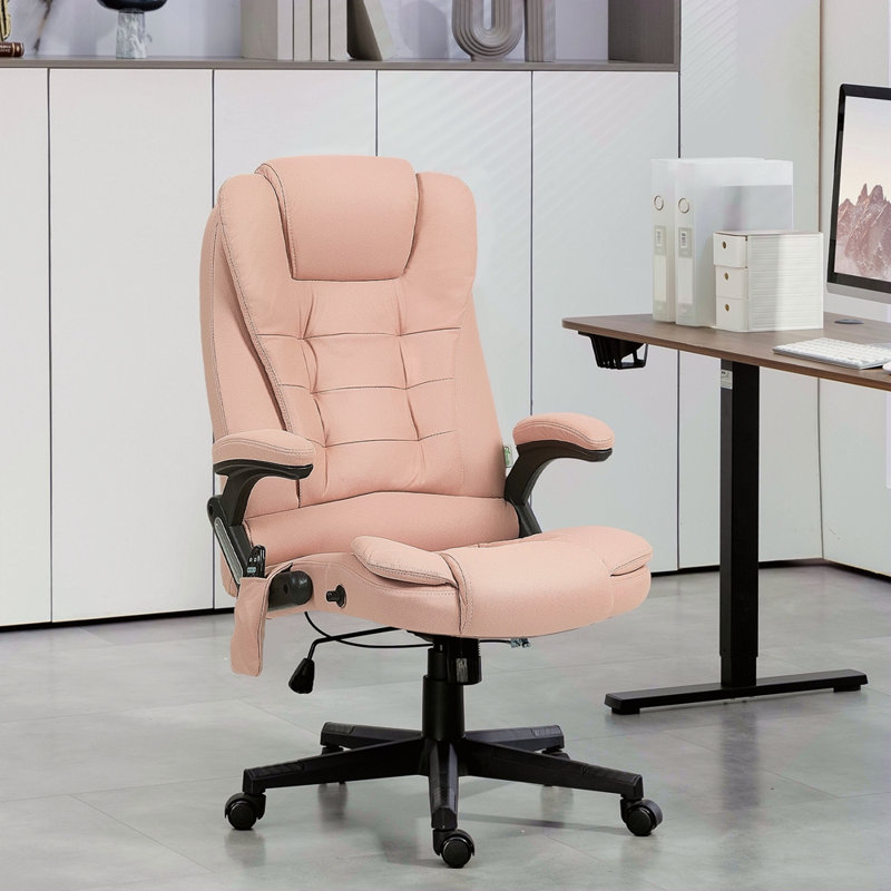 Fauteuil de bureau vibrant à 6 points avec massage chauffant, chaise de bureau de direction à haut dossier avec dossier inclinable, accoudoirs rembourrés et télécommande
