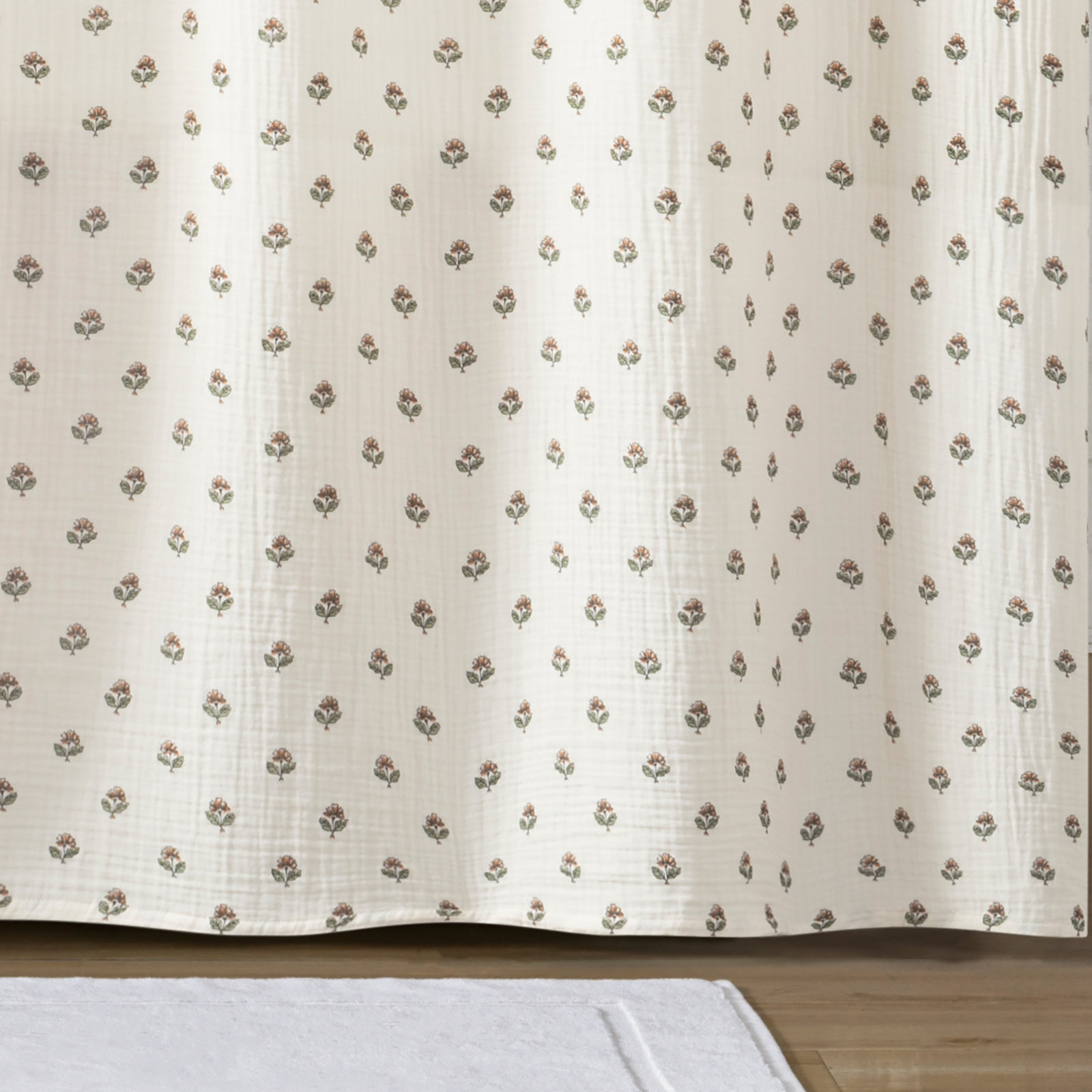 Peri Home Block Print Gauze Shower Curtain