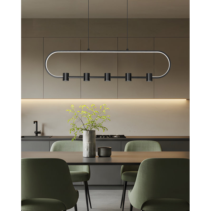 Lustre linéaire noir mat 5 lumières Saros