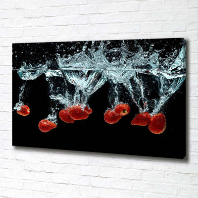 Strawberries Under Water - Wrapped Canvas Print