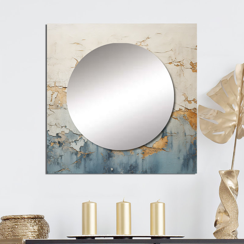 Maikas - Grand miroir carré abstrait pour décoration murale, 23 po x 23 po