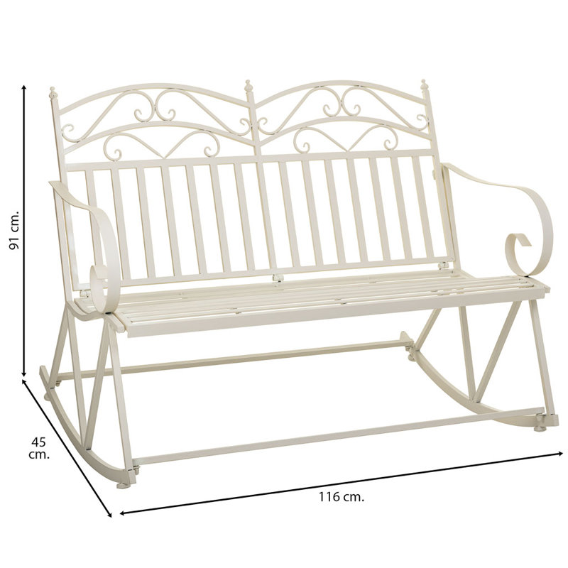Ariauna Iron Outdoor Bench, White