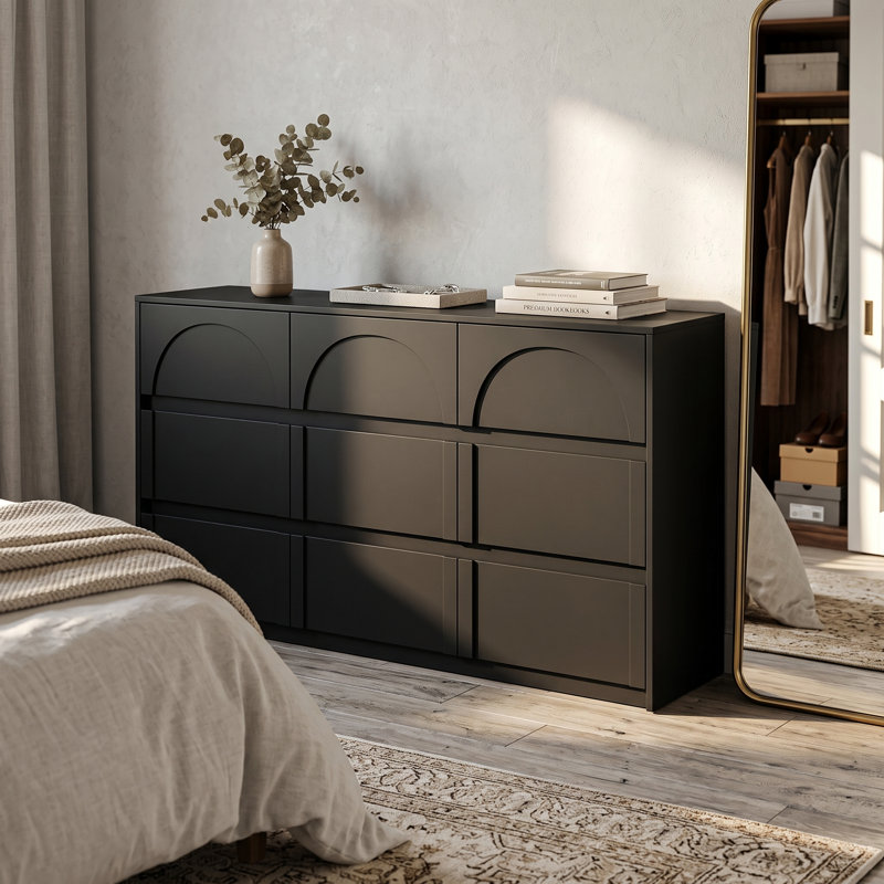 Sallye 63'' Wide 9-Drawer Dresser, Black