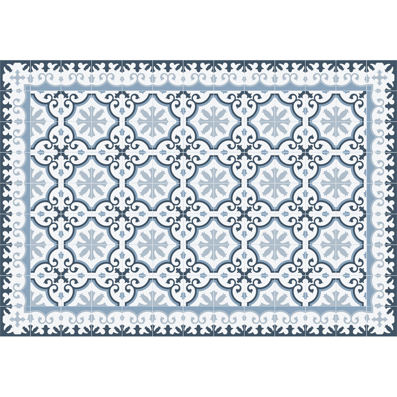 Elsien Vinyl Machine Printed Area Rug, Rectangle 5'3" x 7'6.6"