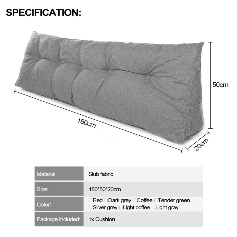 Coussin Wedge, Gris, H 7,87 po x l 59,06 po x P 19,69 po