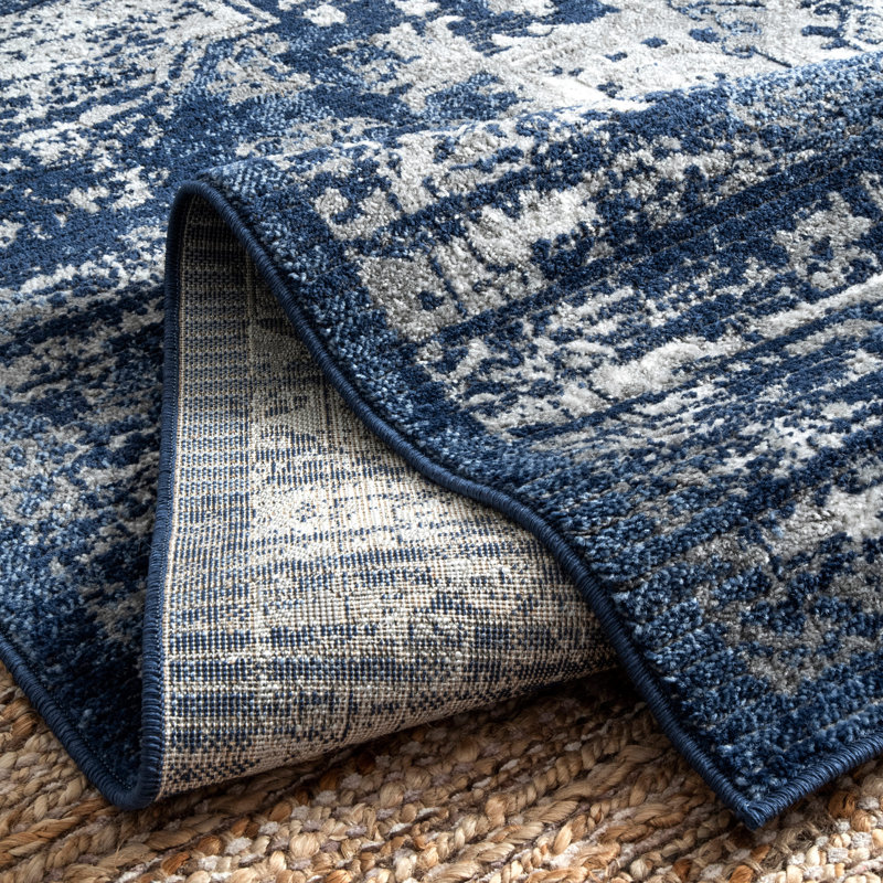 Tapis oriental bleu / gris Brewton, Rectangle 5 pi x 7 pi 5 po