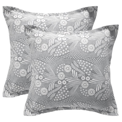 3 Layer Muslin Cotton Quilted Euro Pillow Shams, Square Pillowcase with Envelope Closure, 2 Pack, 26"x26"
