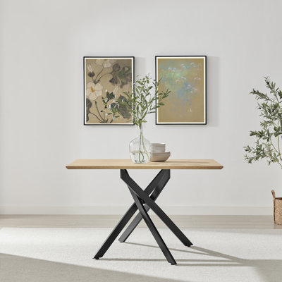 Lenworth Veneer Luxury Dining Table With Metal Legs - Modern Statement Design