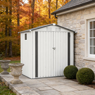 Remise de rangement en métal 6X3,6Ft blanc avec fenêtre, porte verrouillable pour le jardin / patio