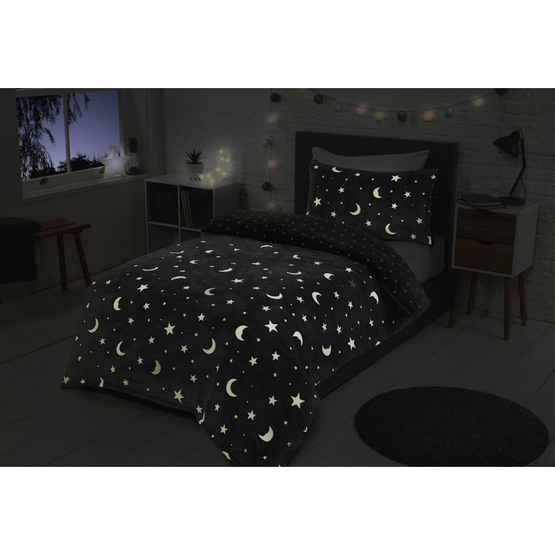 Moon And Stars Polyester Ombre Duvet Cover with Pillowcases, Double - 2 Standard Pillowcases