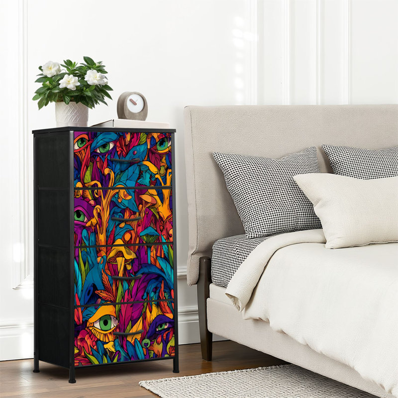 4 Drawer Dresser for Bedroom, Narrow Chest of Drawers, Wooden Top and Study Iron Frame 18"x37.5"-(WxH)