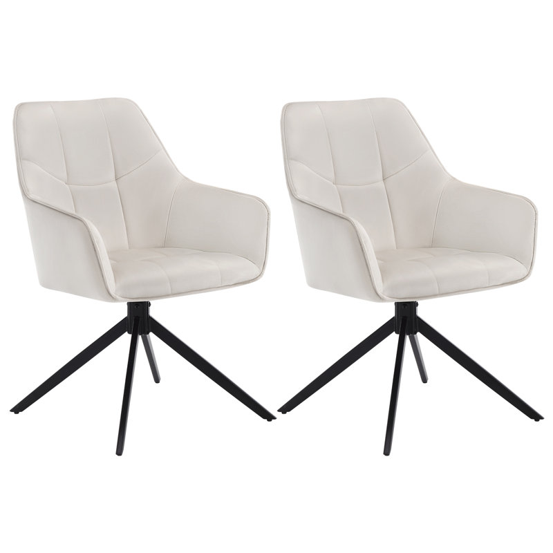 Zaytoune 47cm H Velvet Upholstered Metal Armchair, 2, Cream