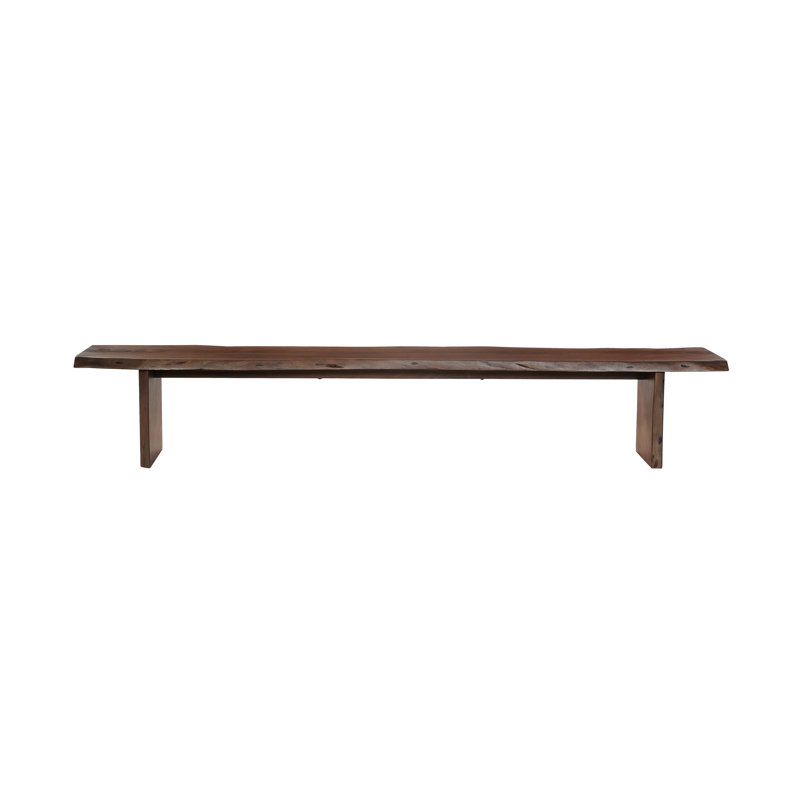 Live Edge Solid Wood Dining Bench, Brown, 84" W