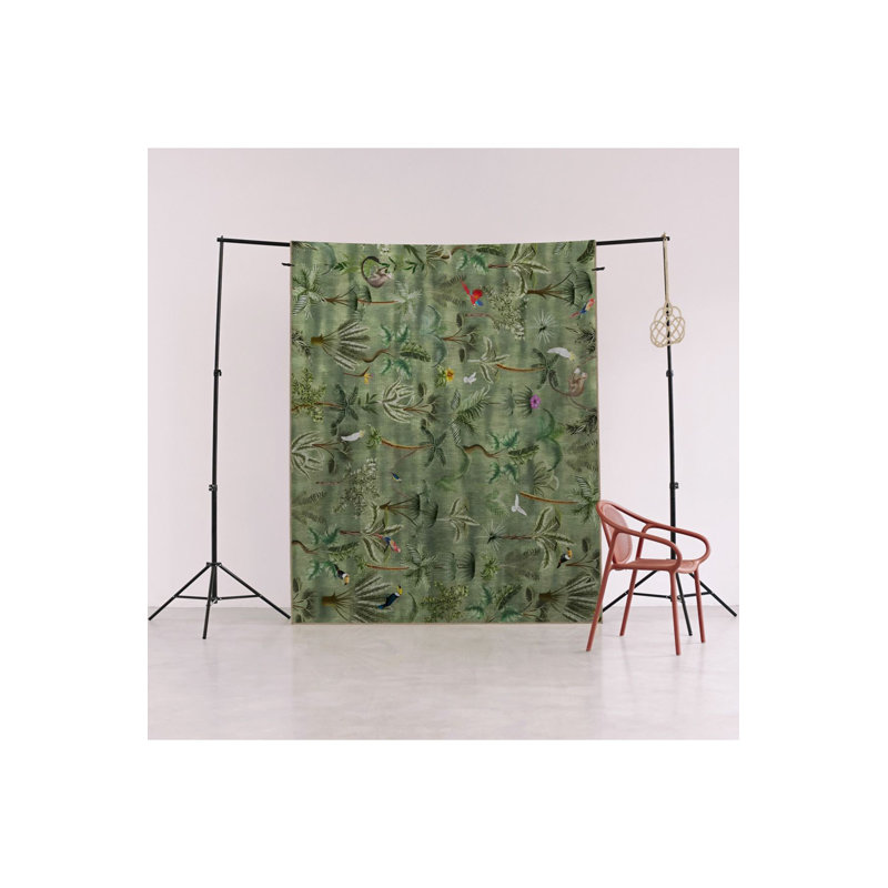 Tapis décoratif moderne à motif d'oiseaux et d'arbres Green Forest, Tapis de couloir 3 pi 3 po x 6 pi 7 po inclus