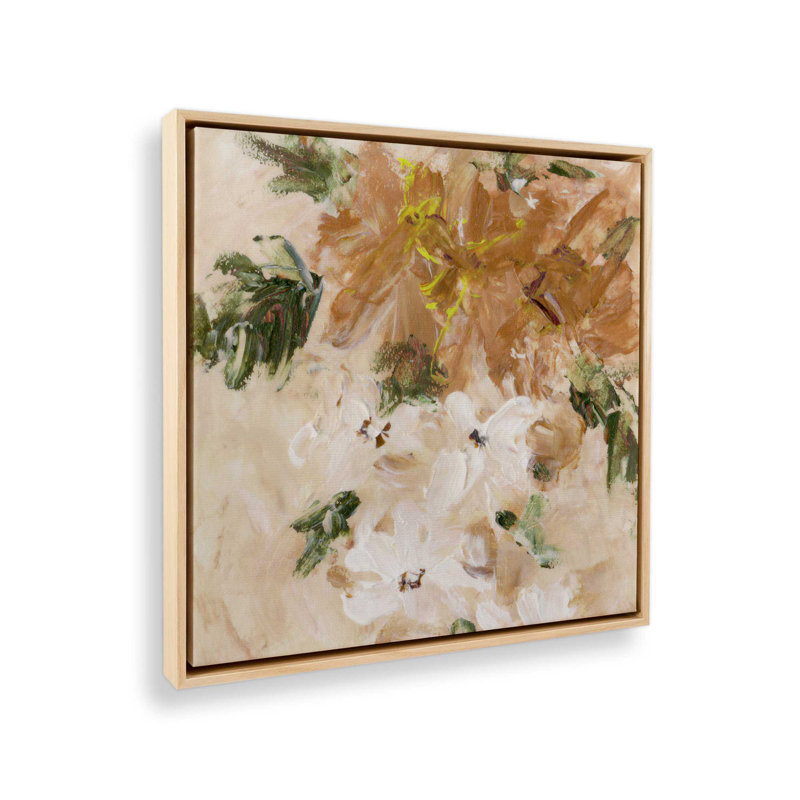 «Faded Florals II» par Melissa Wang, reproduction d'art sur toile, «Floater», reproduction encadrée sans passe-par, Érable