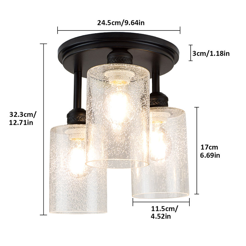 Plafonnier encastré 3 lumières 10,36 po Prinsburg