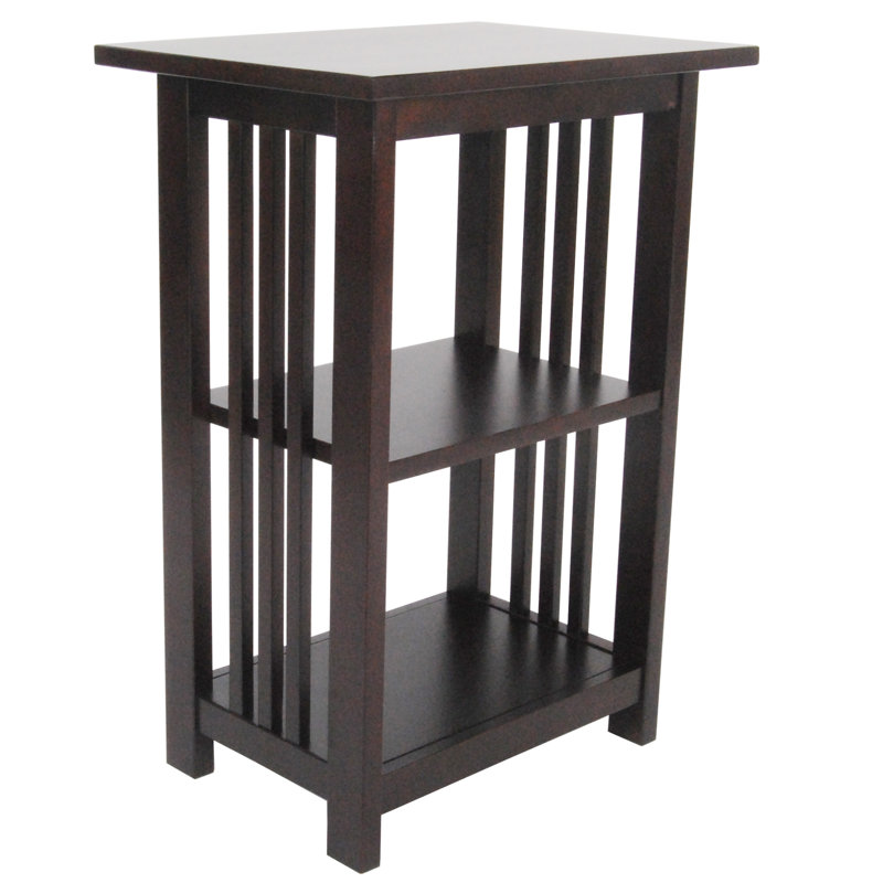 Kingsland 19" Wide Wooden Traditional Design Rectangular End Table With 2 Shelves, Espresso