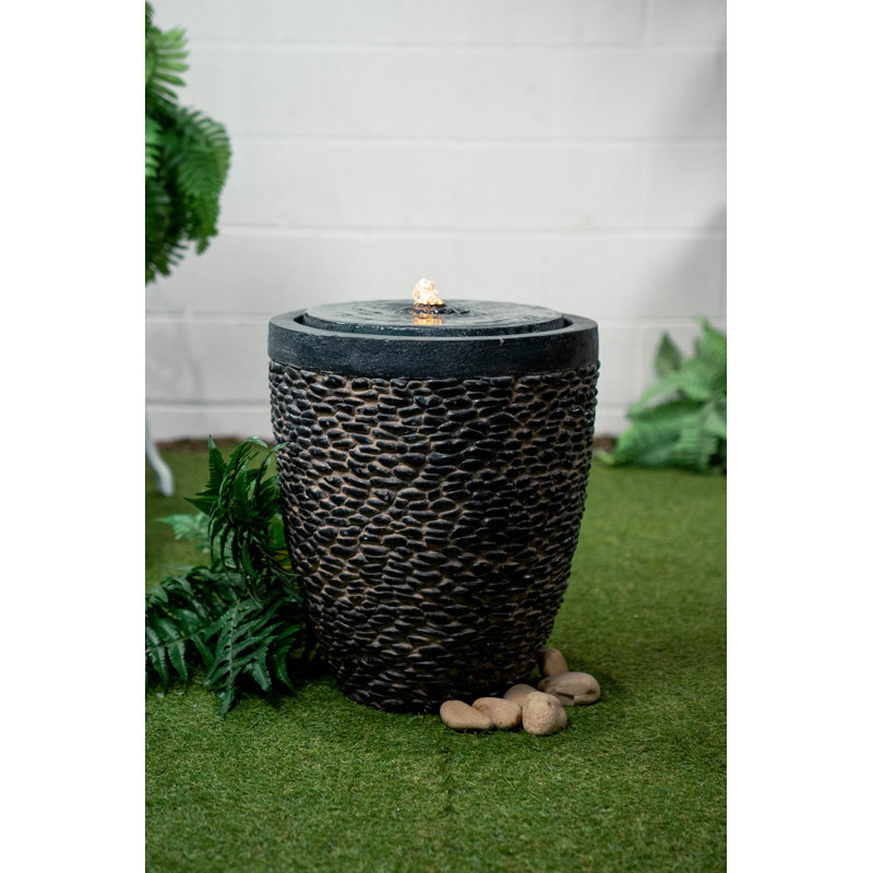 Outdoor Weather Resistant Sculptural Fountain with Lights, Large