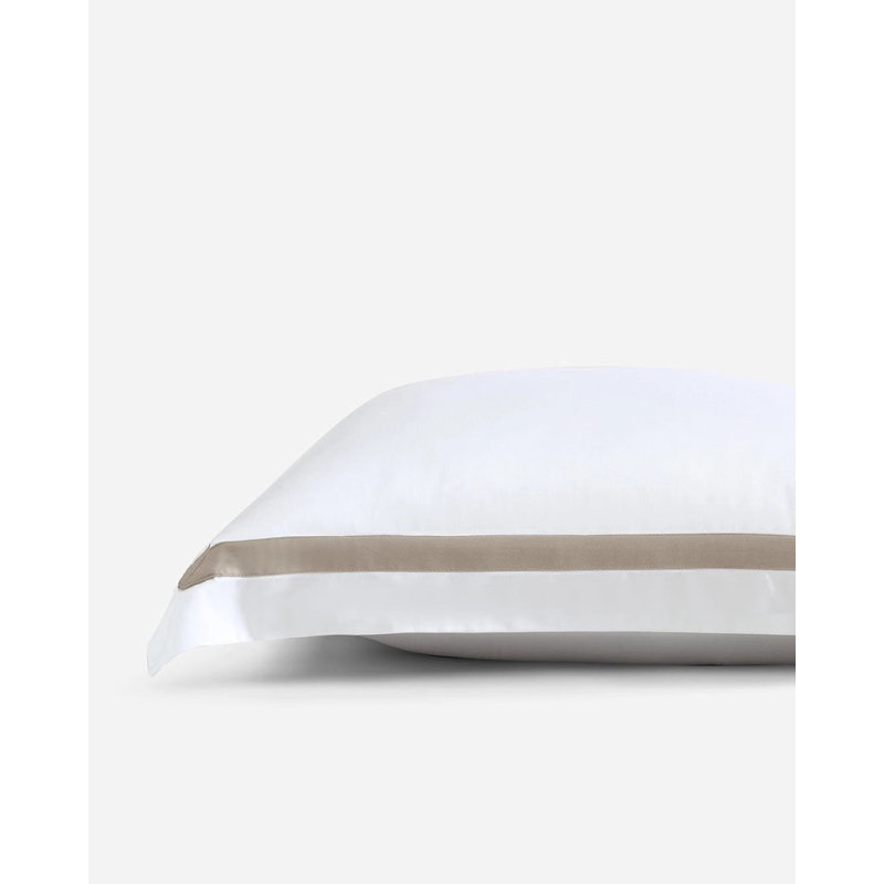 Frame Pillow Sham, White/Taupe