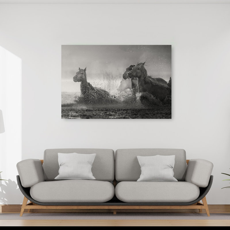 «Wild Horses In Motion Contemporary», reproduction d'art murale, H 40 po x l 60 po