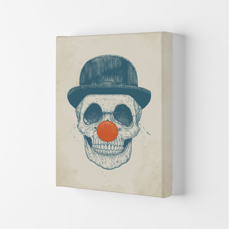 Dead Clown Skull by Mercedes Lopes Charro - Print, 42cm H x 29.7cm W x 4cm D, Wrapped Canvas