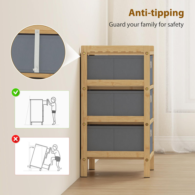 3 Drawer Storage Drawer, Light Grey