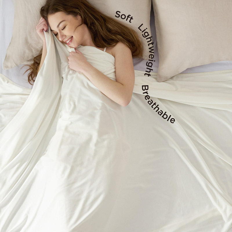 Couvre-lit rafraîchissant pour les dormeurs chauds, literie d'été froide et froide Ice-Chill Thin, Grand, Blanc cassé