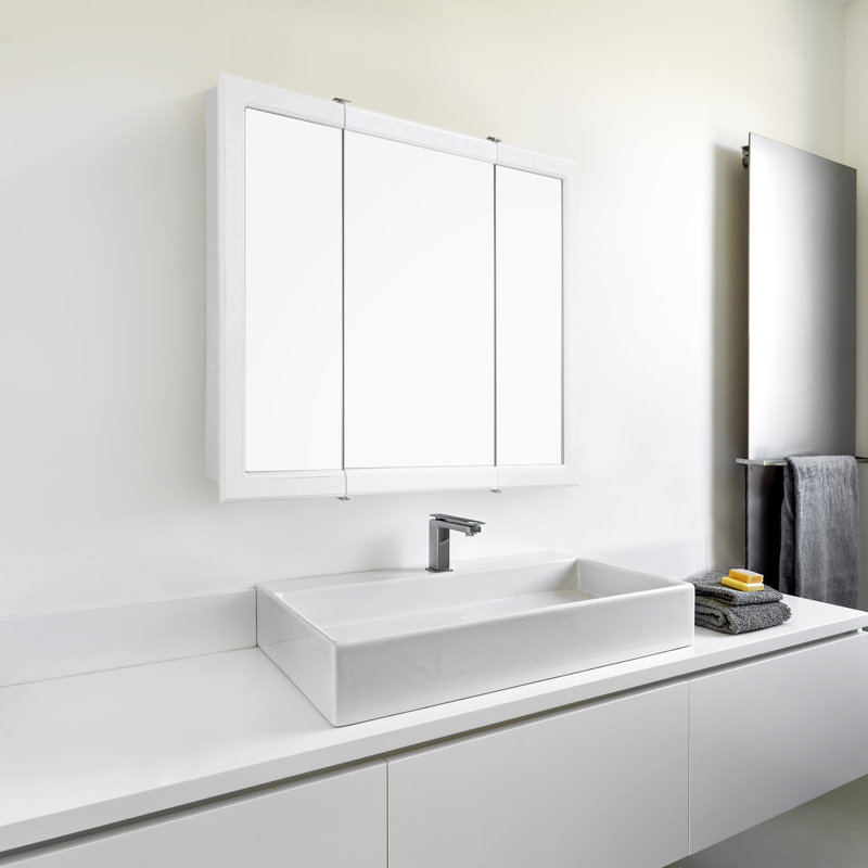 Bathroom Medicine Cabinet, Wall Mounted, Mirror, 30" H x 30" W x 5.24" D, White