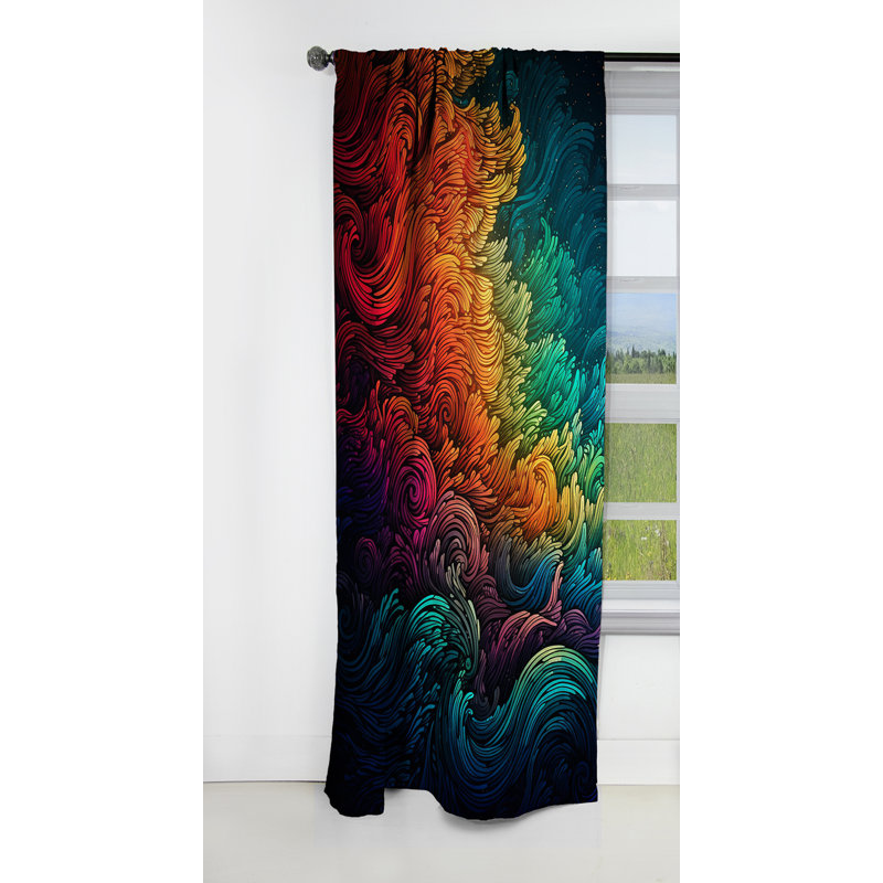Tokarz - Rideau à vagues modernes - Rideau occultant abstrait - 1 panneau, 52" W x 84" L