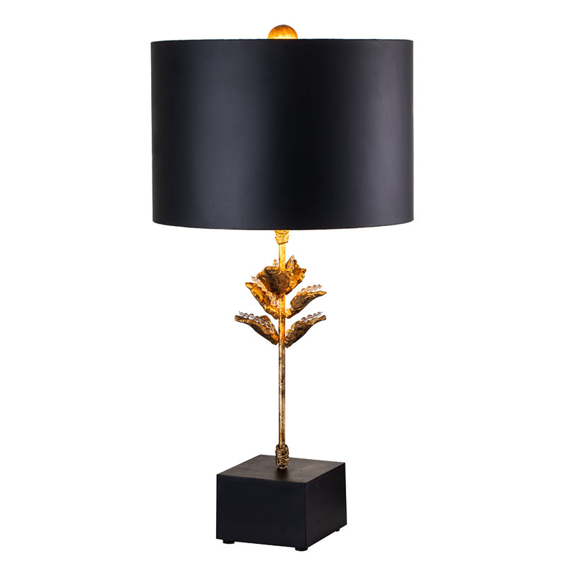 Classic Leaf Detail Black And Gold Lamp