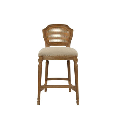  Tabouret de bar stationnaire en bois d'hévéa brun clair et naturel