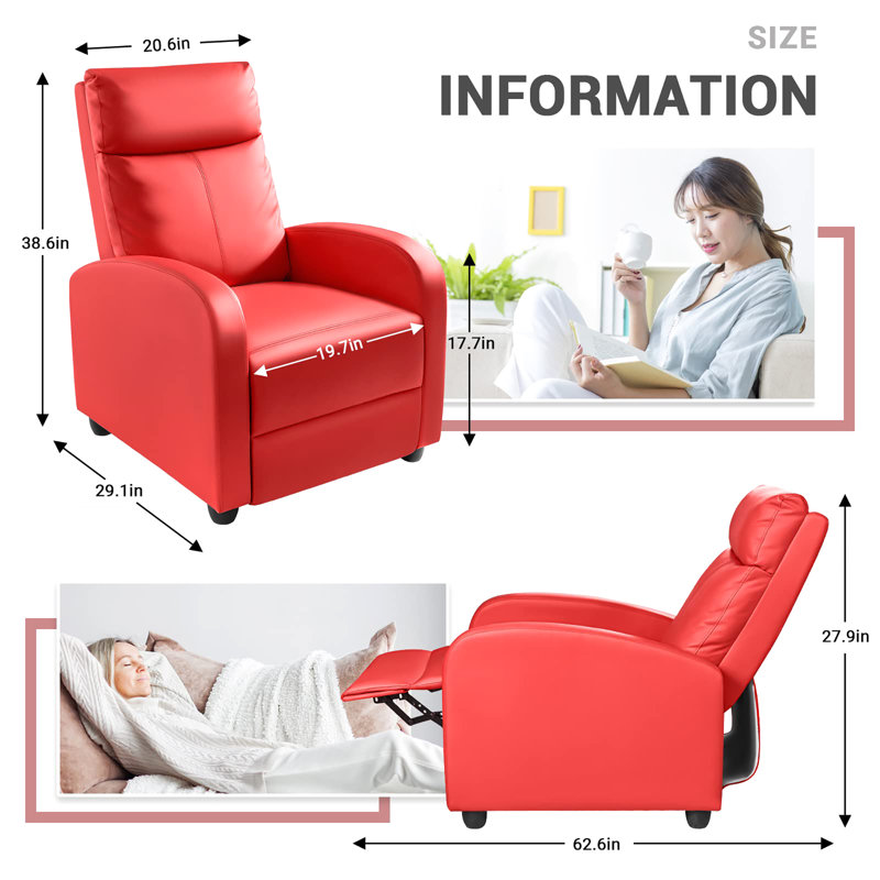 Recliner Chair with Lumbar Support, Red