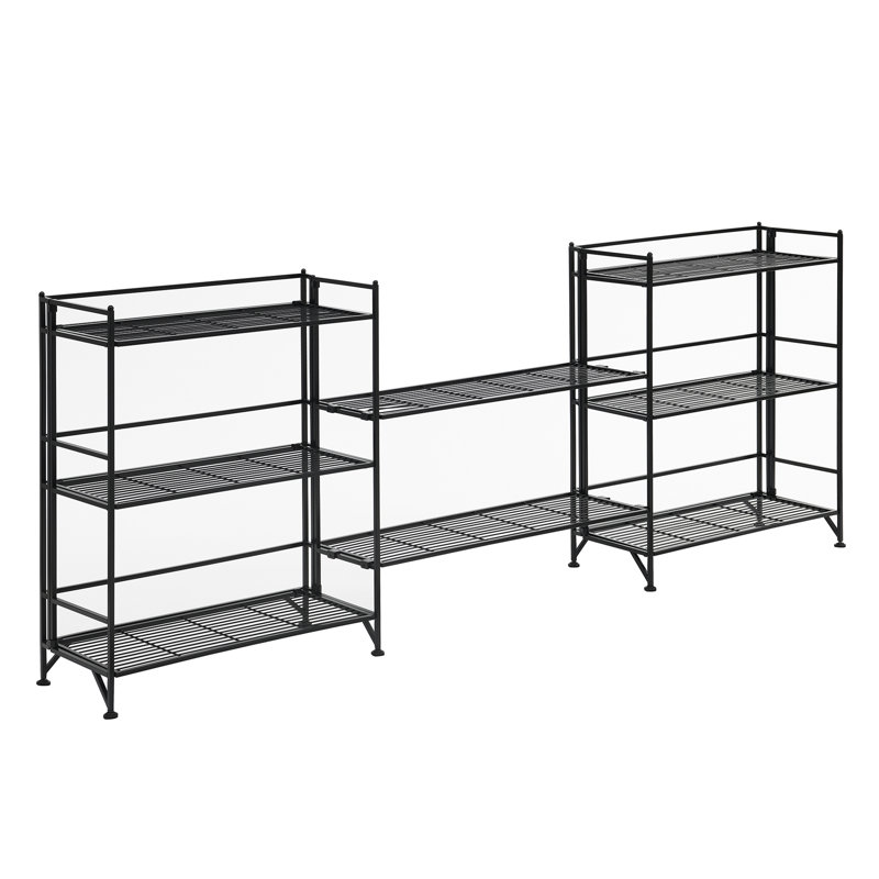 Edwin 81.5"W Adjustable Folding Metal Shelving Unit, Black