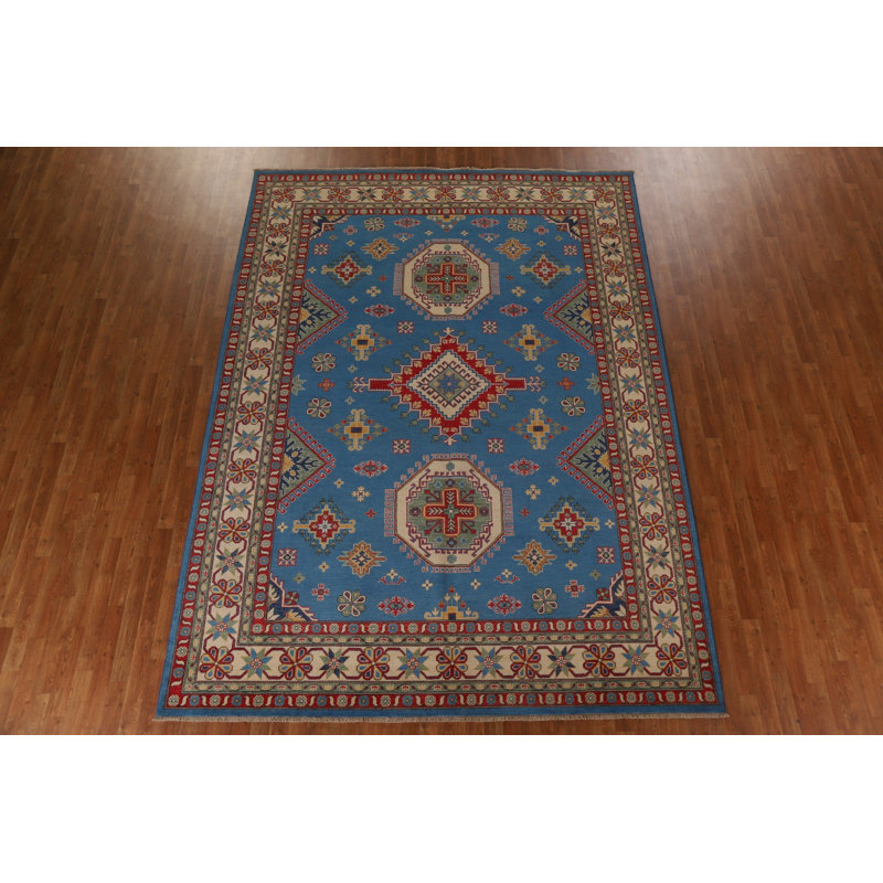 Tapis unique en laine noué à la main 8 pi 6 po x 11 pi 7 po nouvel âge en bleu / rouge / beige