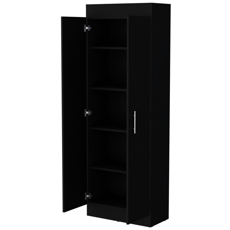 Garde-manger à 5 tablettes en noir pour la cuisine - utilisation durable élégante et fonctionnelle, Noir
