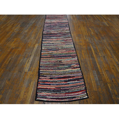 Antique American Hooked Usa Allover Geometric Rug