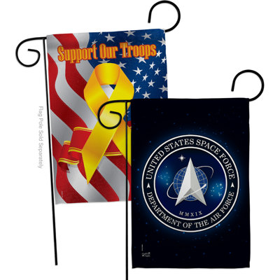 Le soutien décoratif space force-impressions de nos troupes à 2 faces de 18,5 x 18,5 po drapeau de jardin en polyester