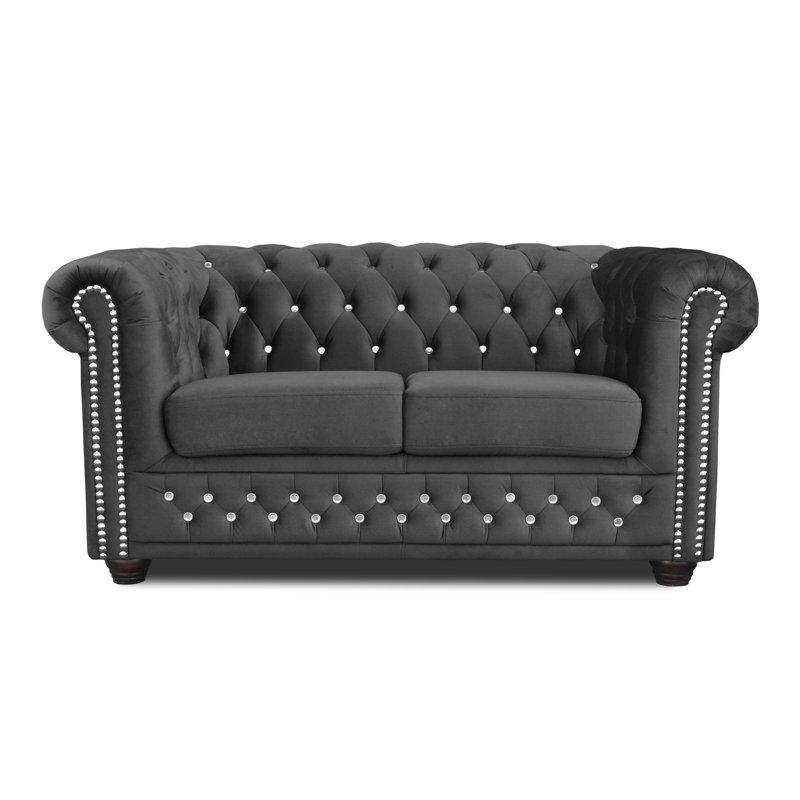 Sade Velvet Loveseat, Dark grey