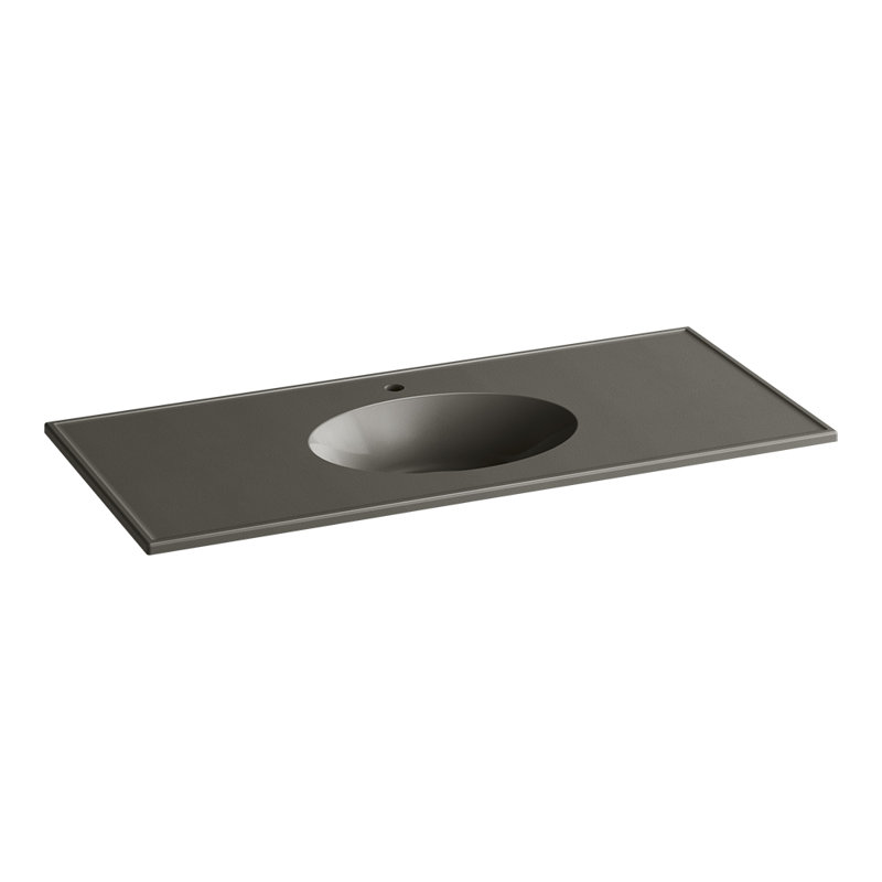 Lavabo de salle de bain rectangulaire à double fixation en céramique avec trop-plein Impressions, Impressions cachemire